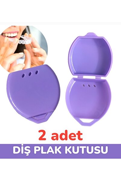 Vulli Diş Plak Kutusu Gece Plak kabı 2 Adet Mor