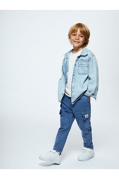 LC Waikiki Pantaloni scurti din Jean pentru bebelusi - Model de baza cu talie elastica