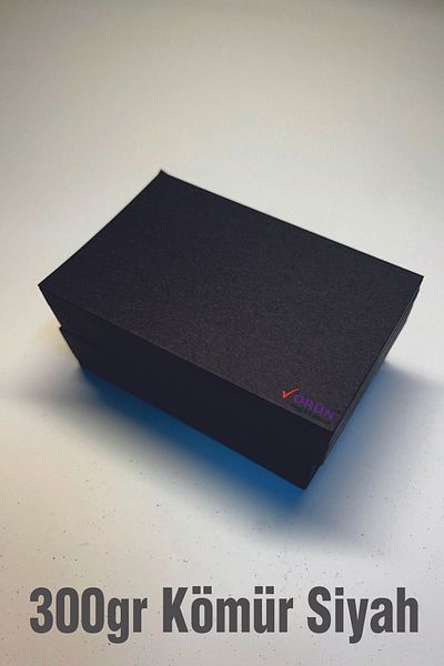 Örün Matbaa Black Business Card - 100 Blank 5X8Cm, Fancy Paper Charcoal Land
