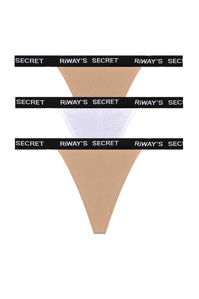 riways secret Cotton Waist Band Rubber String Thong 3 Pack
