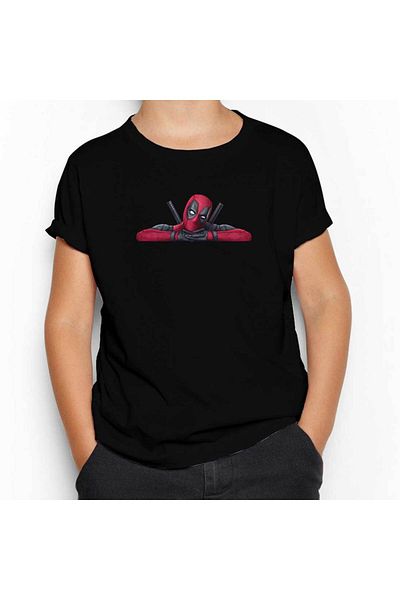 Z zepplin Deadpool Comics Patterned Black Kids T-Shirt