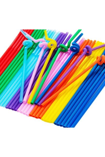 Genel Markalar Alsepetavm Artistik Pipet Straws 6 Mm Plastik Karışık Renkli 5...