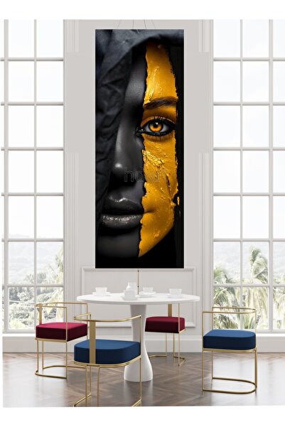 HDART Afrikalı Zenci Kadın Sarı Yüz Dekoratif Kanvas Duvar Tablo  Tablosu