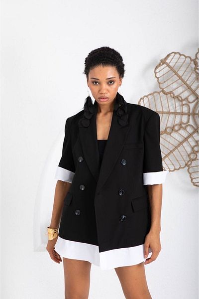 SACS Short Sleeve Blazer Jacket with Piece Detail