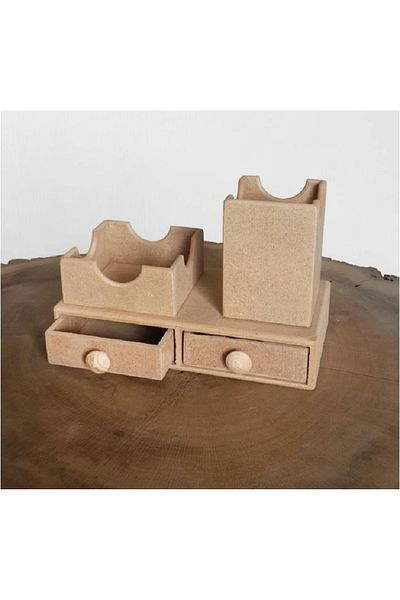 Altınyapı Hobi Market Two and Single Drawer Pen Boxes Raw Mdf