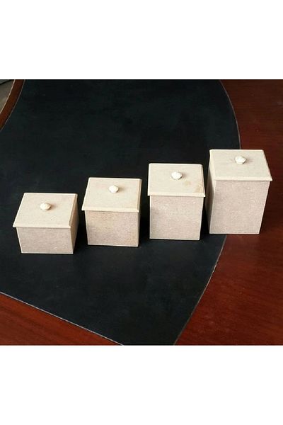 Altınyapı Hobi Market Raw Mdf Covered Four Flat Spice Bowl Set