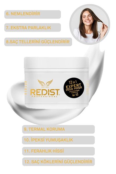 Redist Miraculous 12 in 1 Hair Care Mask That Instantly Softens Damaged Hard Hair with Fast Hair Growth 475 ml