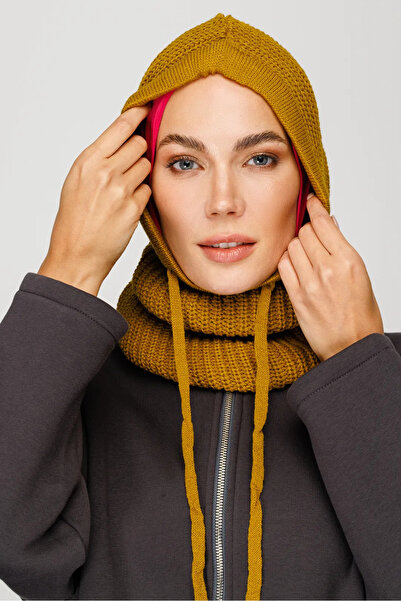 HUDANA Zeytin Yeşili Balaclava Kışlık Triko Başlık Nefes alabilir kumaşlardan...