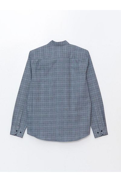 LC Waikiki Ανδρικό πουκάμισο Lcwaıkı Classic Blue Regular Fit μακρυμάνικο καρό Gabardine