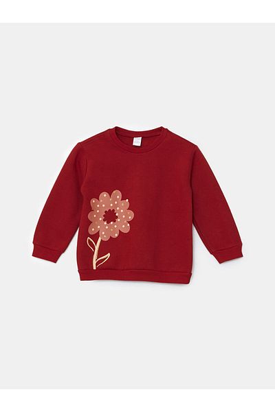 LC Waikiki Floral Patterned Baby Girl Blouse and Leggings - Crew Neck, Long Sleeve, Set of 2