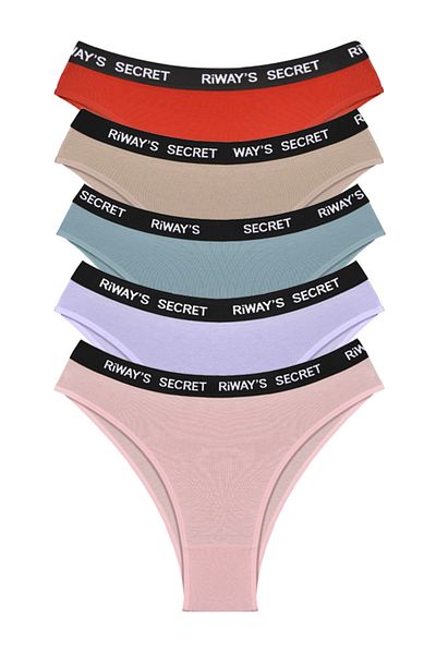 riways secret Cotton Waistband Elastic Brazilian 5 Pack