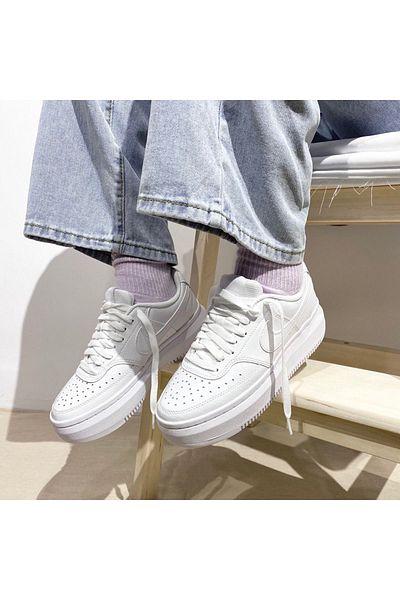 Nike W Court Vision Alta Ltr - Women's White High Sole Sports Sneaker