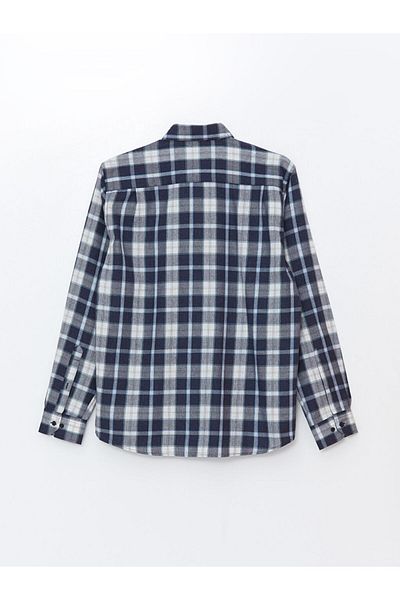 LC Waikiki Ανδρικό πουκάμισο Lcwaıkı Classic Indigo - Μακρυμάνικο, Καρό σχέδιο, Υλικό Gabardine
