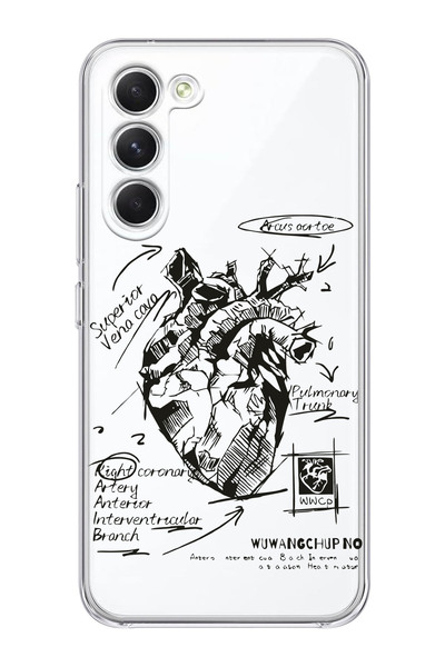 shoptocase Galaxy S23 Uyumlu Anatomik Kalp Desenli Şeffaf Telefon Kılıfı