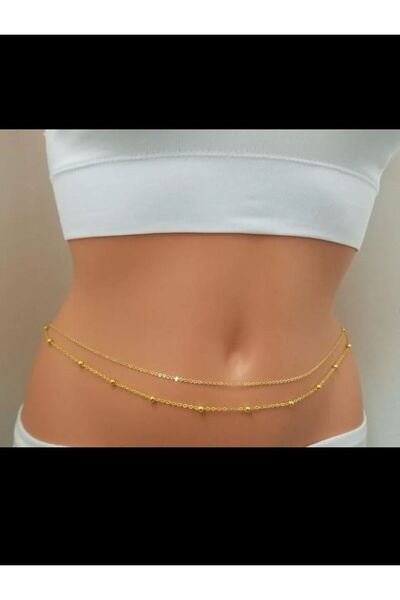Arescollection ikili dorika  gold kaplama bel zinciri