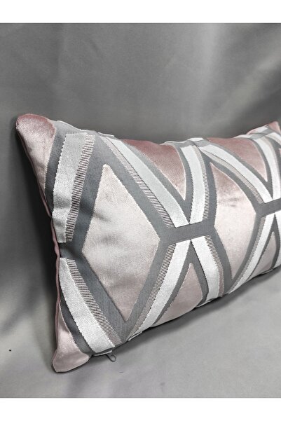 Evcimenhome غطاء وسادة مخملي سميك 30 سم × 50 سم اللون: وردي فاتح-رمادي