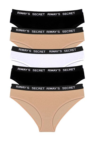 riways secret Cotton Waist Elastic Slips 5 Pack