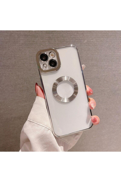 mooodcase Iphone 14 Plus Logo Detaylı Lens Korumalı Renkli Çerçeve Detaylı Şeffaf Silikon Kılıf Mchzr