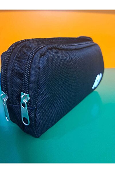 Pippa 2 Compartment Zippered Economical Fabric Pen Holder Black