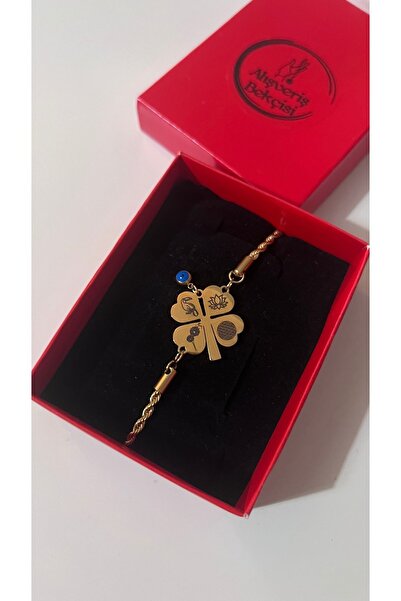 Alışveriş Bekçisi Steel bifaceted sequency symbol clover bracelet