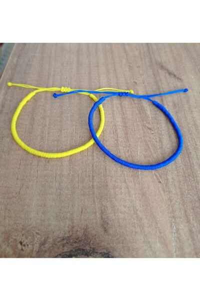 Lal سوار مضفر من المكرامية باللون الأزرق الداكن والأصفر