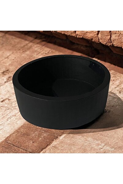candleistanbul beton dekoratif saksılık ve mumluk siyah 11 cm cap tabak kase