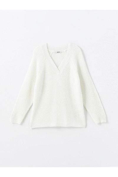 LC Waikiki Textured V-Neck Women's Knitwear Sweater