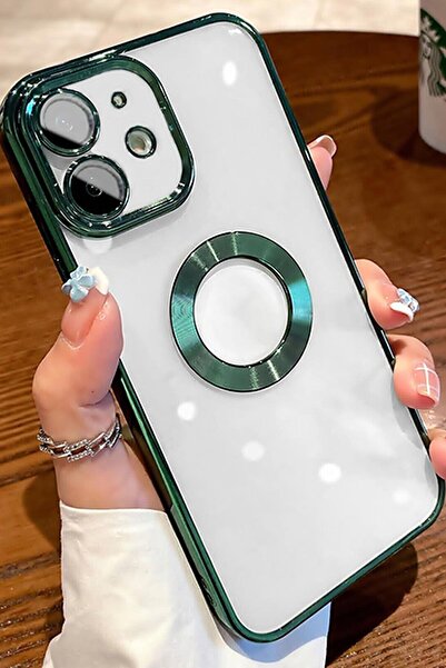 mooodcase Iphone 11 Logo Detaylı Lens Korumalı Renkli Çerçeve Detaylı Şeffaf Silikon Kılıf Mchzr