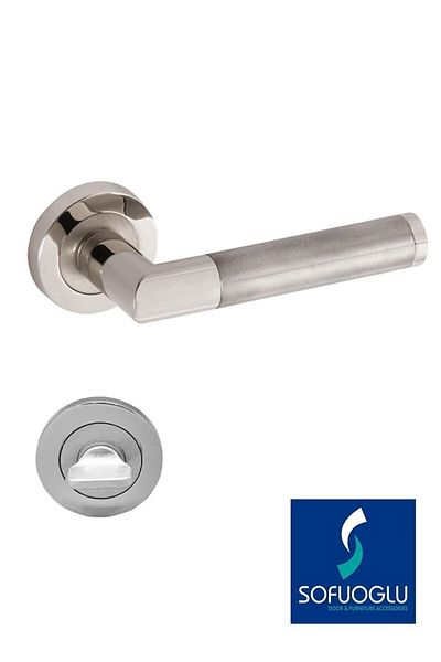 Sofuoğlu Zühre Steel Round Badge Aluminum Wc Door Handle Nickel Satin 2 Years Warranty
