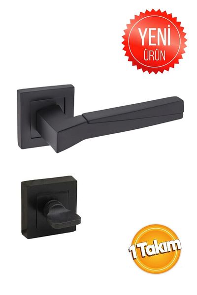 Nobel Meridian Mat Black Square Rosette Mâner ușă WC (1 set pentru uși WC - tip WC
