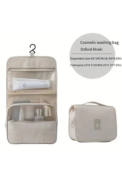 Homebiente Μπεζ Τσάντα Μακιγιάζ - Κρεμαστό Χρώμα, 24x9,5x20 cm
