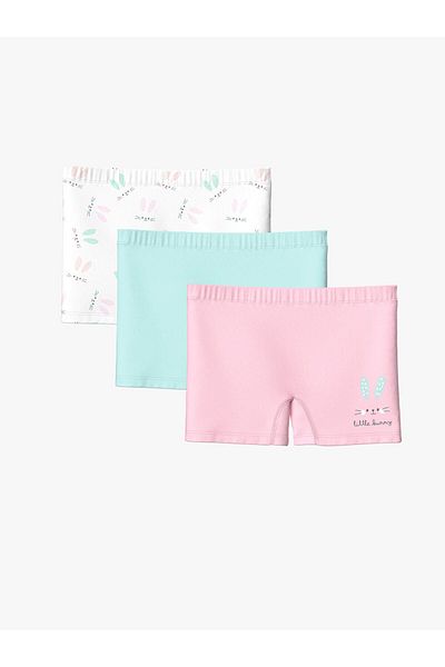 LC Waikiki LCW Kids White Printed Boxer για κορίτσια 3 τεμαχίων