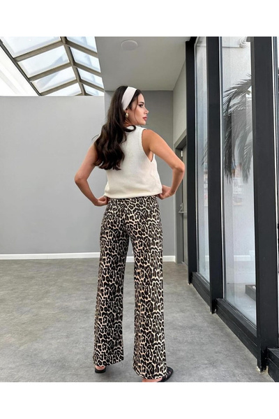 Genel Markalar Kar Baggy Bol Paça Leopar Pantolon