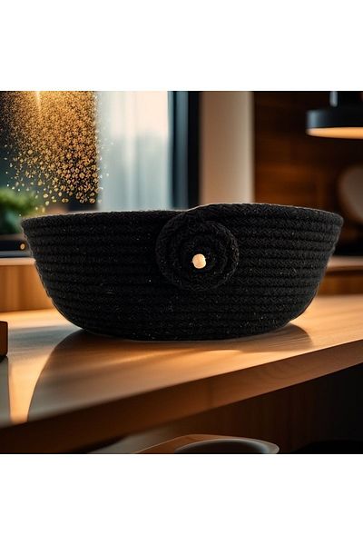 Bright3 Black Wicker Organizer - Multi-Purpose Handmade and Jute Basket
