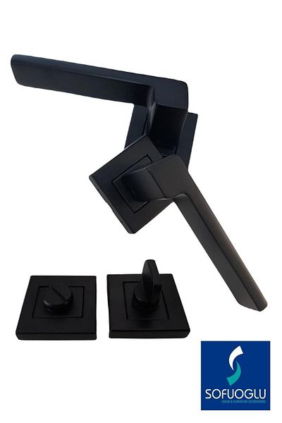 Sofuoğlu Anka Steel Matte Black Square Badge مقبض باب المرحاض / لأبواب المرحاض