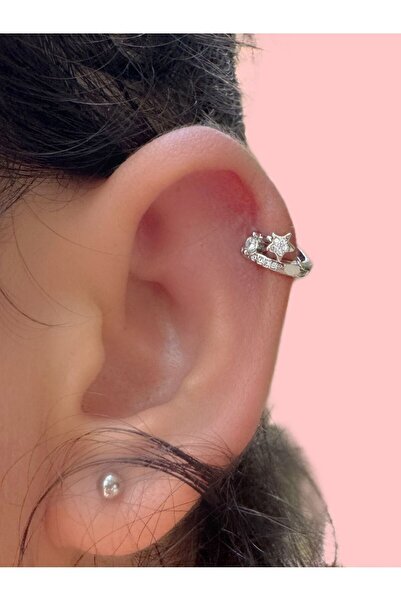 Arescollection zirkon taşlı yıldız detay kıkırdak tragus lobe rook uyumlu 1 a...