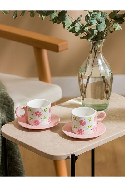 LC Waikiki new collection - Floral Printed Porcelain Coffee Cup Set for 2 100 Ml city