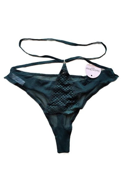 Vanilya Secret Tulle Green Sexy Thong Panties - Comfortable Design with Rope Detail