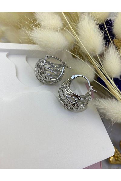 Arescollection VIP serial steel tarnish-resistant patterned domed basket hoop earrings
