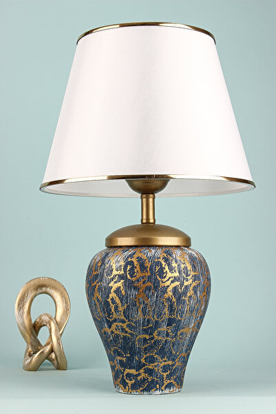 Hmydesign Gloire Seramik Abajur Mavi Beyaz