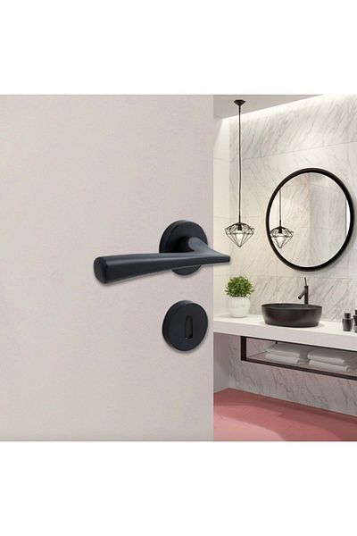 Sofuoğlu Hazal Matte Black Round Rosette Door Handle Room - Interior Door Handle