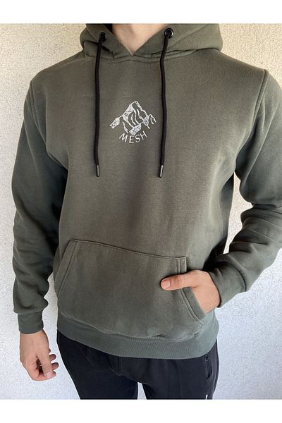 Mesh Company Ανδρικό φούτερ Χακί - Βαμβακερό Soft Capas Counter Winter Printed