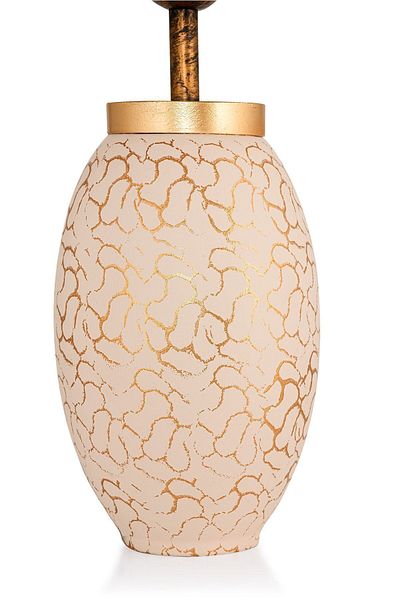 Hmydesign أباجورة سيراميك كريمي ذهبي - رايون صناعة يدوية Srmk-53