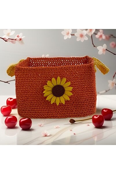 Bright3 برتقالي أصفر - سلة جلدية متعددة الأغراض بمقبض