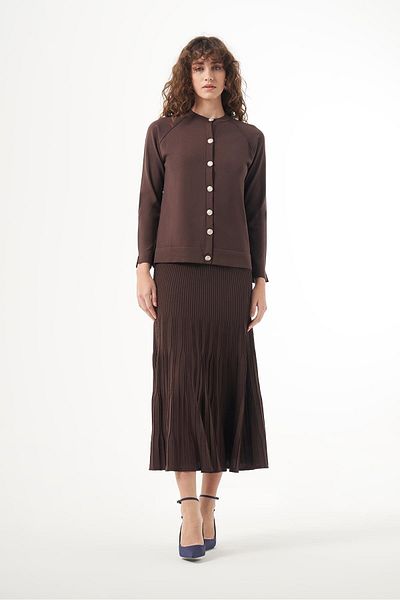 Nuss Mercerized Suit with Pleated Skirt and Raglan Sleeve
