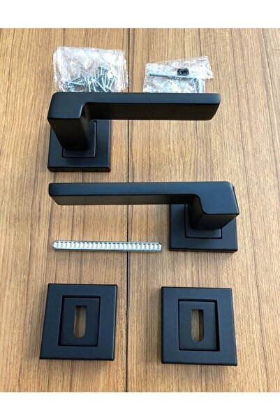 Sofuoğlu Anka Mat Siyah Kare Rozetli Oda Kapı Kolu - 1 TAKIM