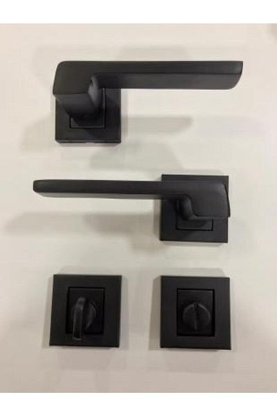 Sofuoğlu Anka Matte Black Square Badge Door Handle Wc - Bathroom Door Handle - for Wc Doors