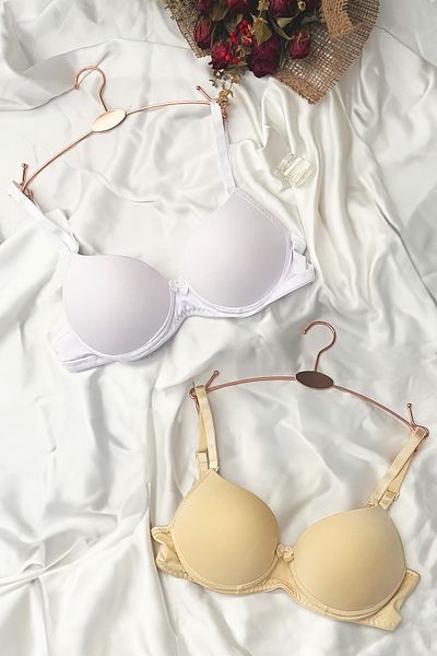 Rintalia White and Nude Color 2-Piece Supported Bra Set for Women