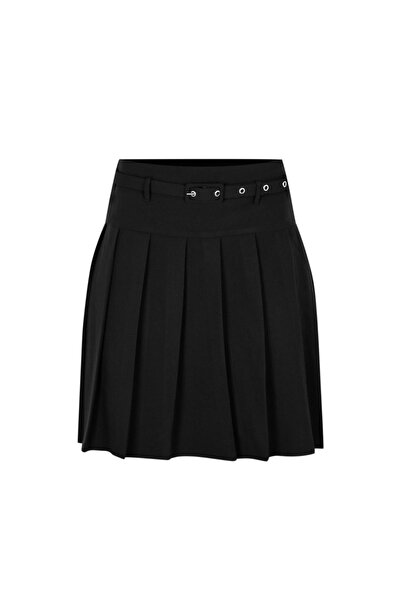 PleasureOfSilk تنورة بوسيلك مطوية - تصميم بحزام