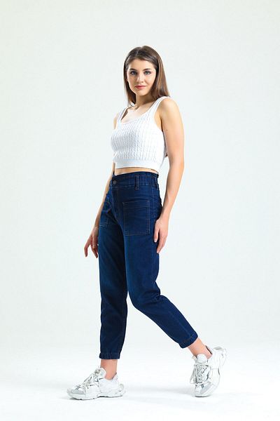 SHEVEGA Dámské námořnické modré kapesní džíny Jogger Jean Jeans (tenká látka)